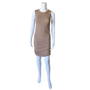 ANTISTAR Womens Size XS Sleeveless Brown Ruched Tank Sheath Dress